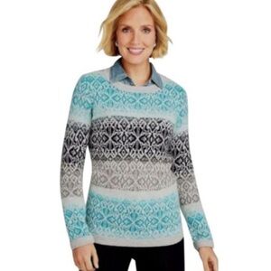 Talbots Sweater Nordic Fair Isle Ombré Sweater Medium Petite